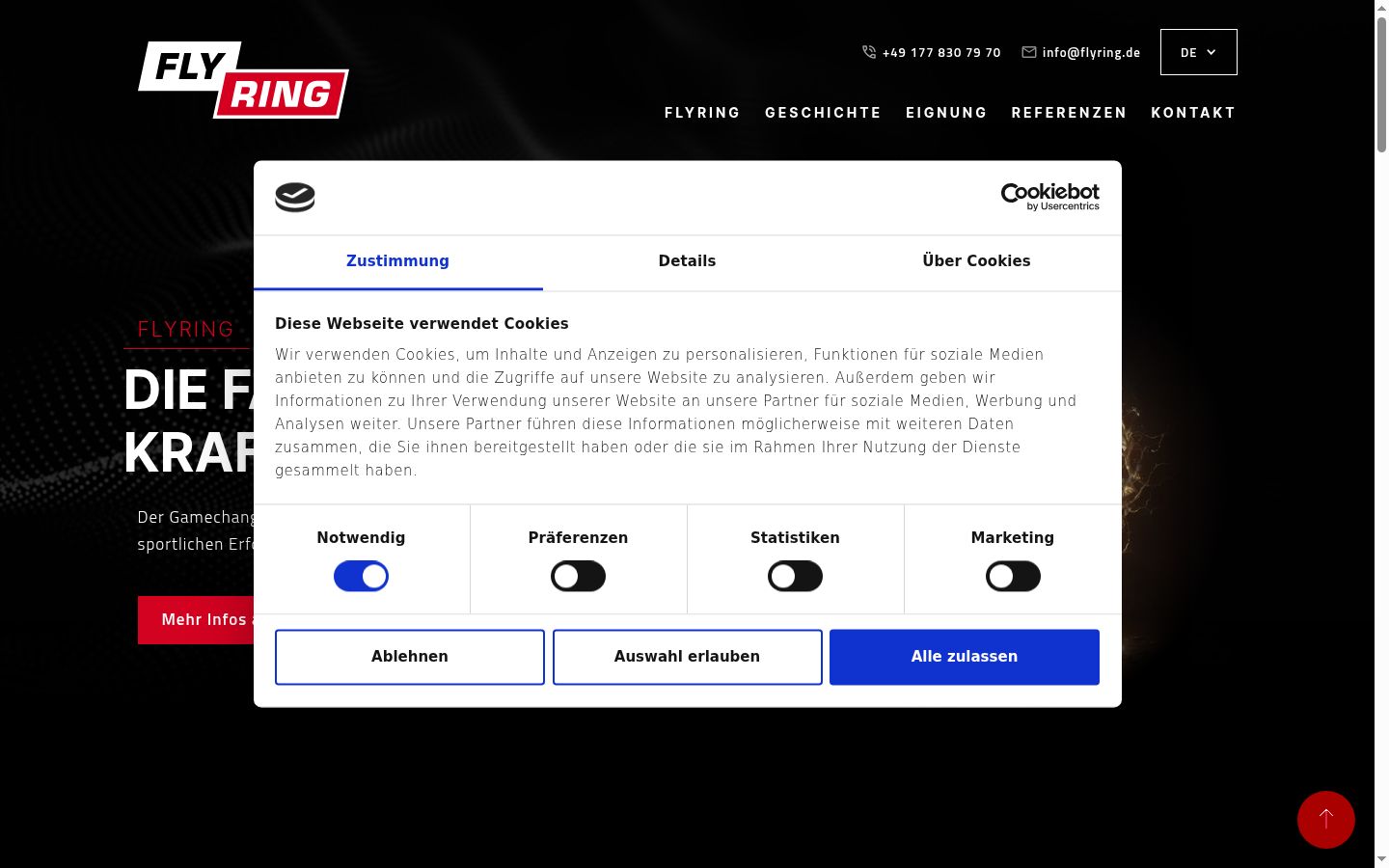 Screenshot του banner συγκατάθεσης που εμφανίστηκε πριν από οποιαδήποτε αλληλεπίδραση
