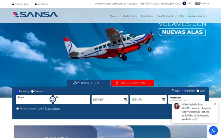 Screenshot of flysansa.com