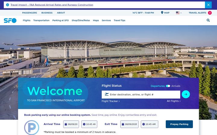 Screenshot of flysfobayarea.com