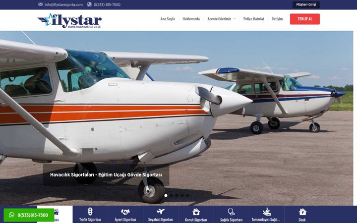 Screenshot of flystarsigorta.com