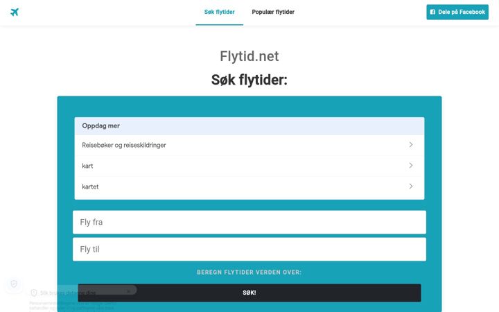 Screenshot of flytid.net