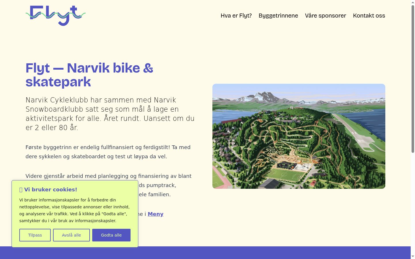Skjermbilde av samtykkebanneret slik det vises før noen interaksjon