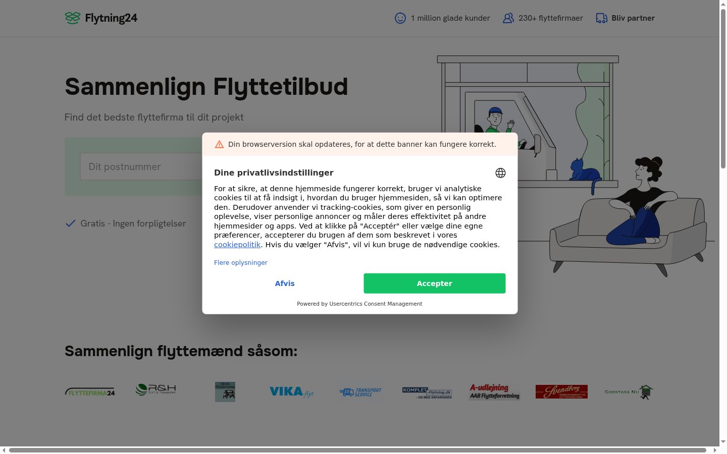 Sutikimo reklamjuostės, rodytos prieš bet kokią sąveiką, ekrano kopija