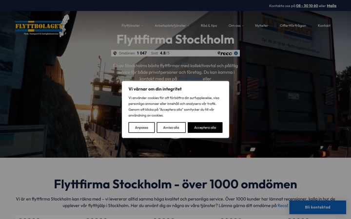 Screenshot of flyttbolagetstockholm.se