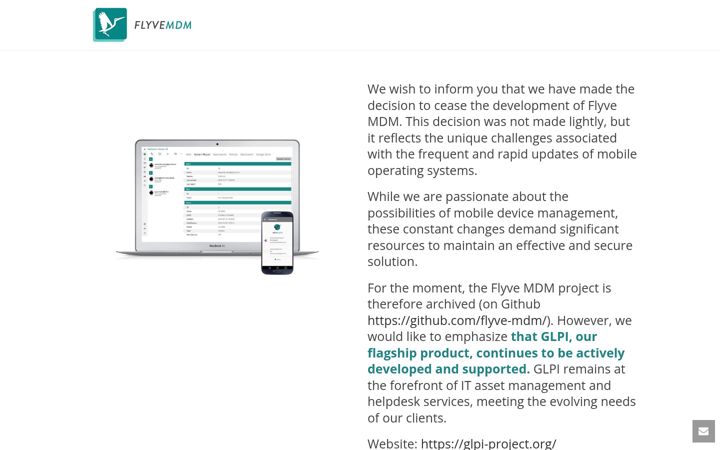 Screenshot of flyve-mdm.com