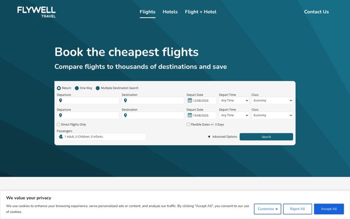 Screenshot of flywell.travel