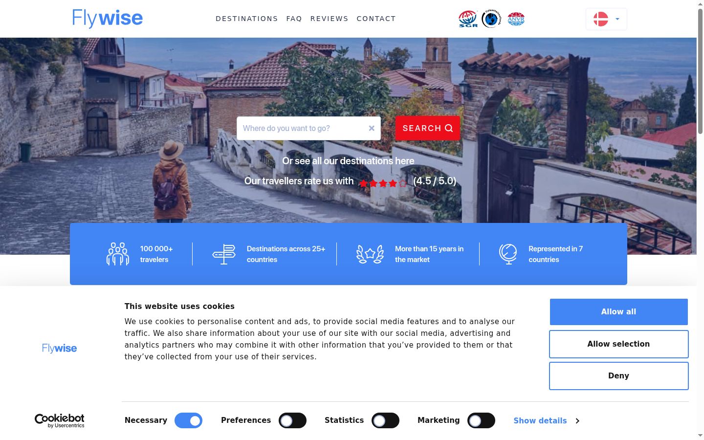 Snímka obrazovky banera súhlasu zobrazeného pred akoukoľvek interakciou