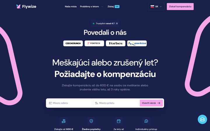 Captură de ecran a flywize.co