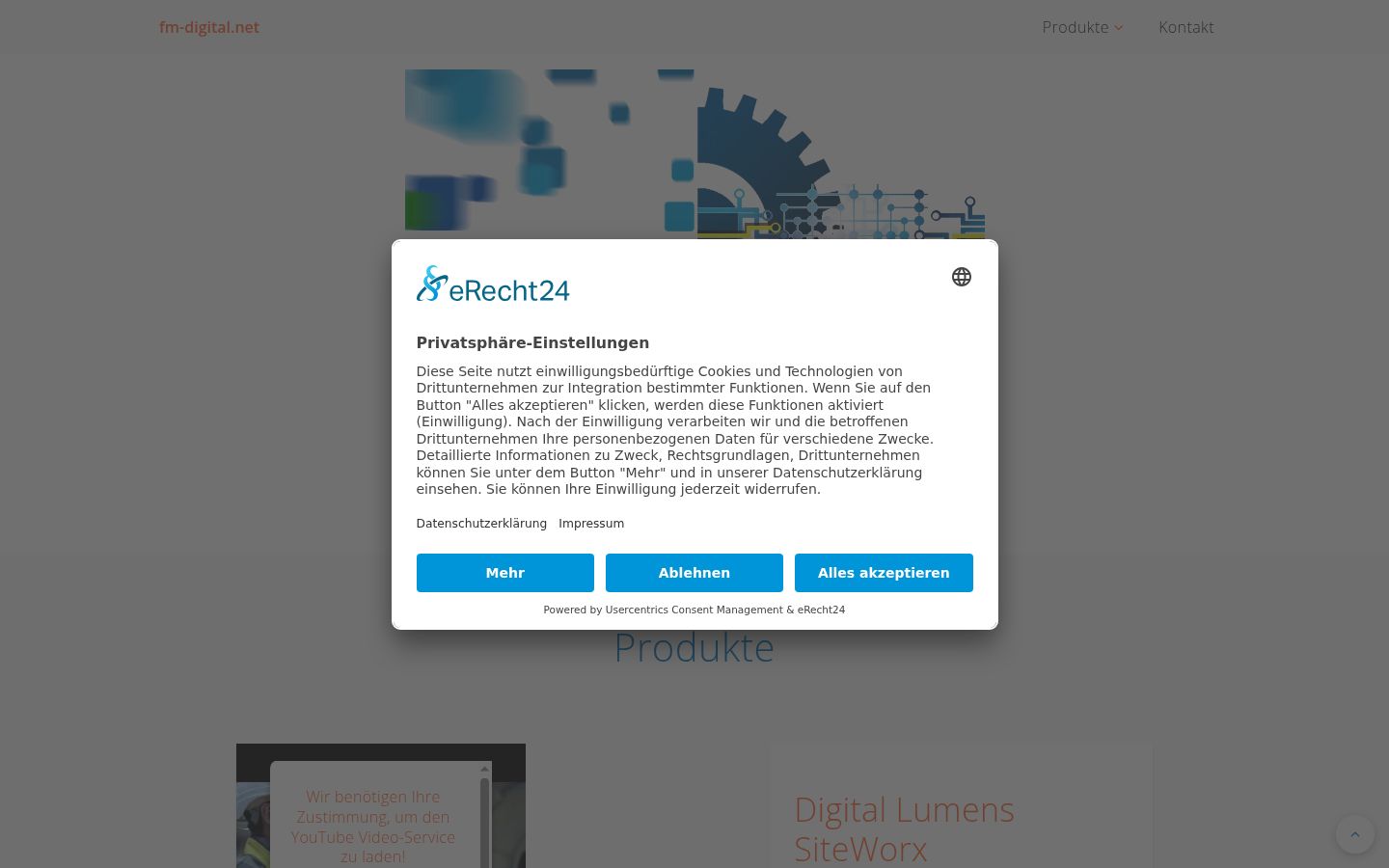 Screenshot des Einwilligungsbanners vor jeglicher Interaktion