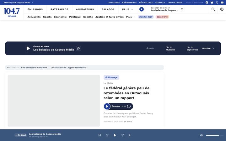 Screenshot of fm1047.ca