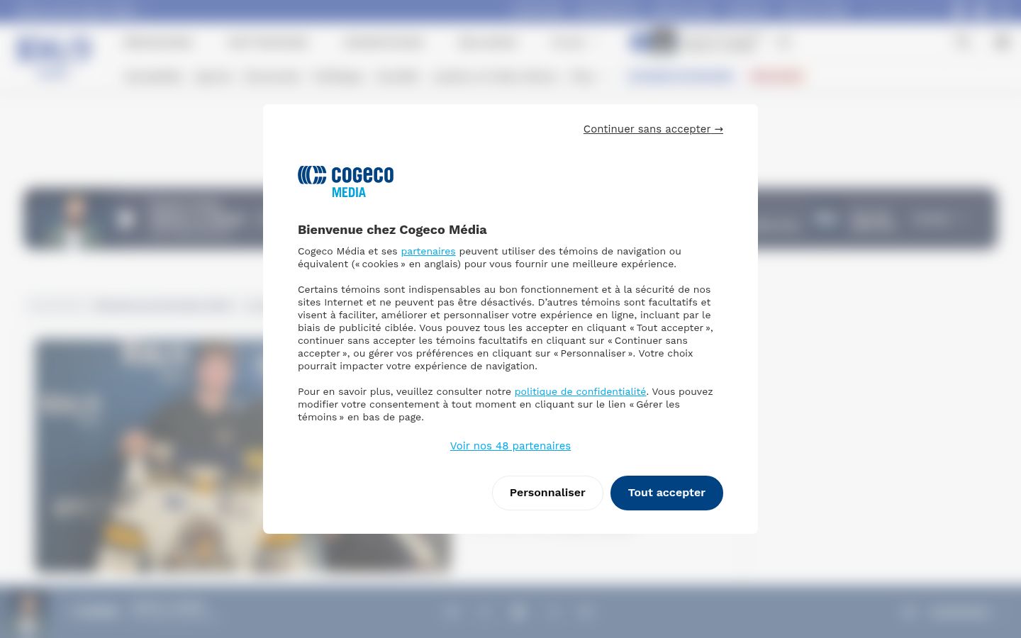 Screenshot del banner di consenso mostrato prima di qualsiasi interazione