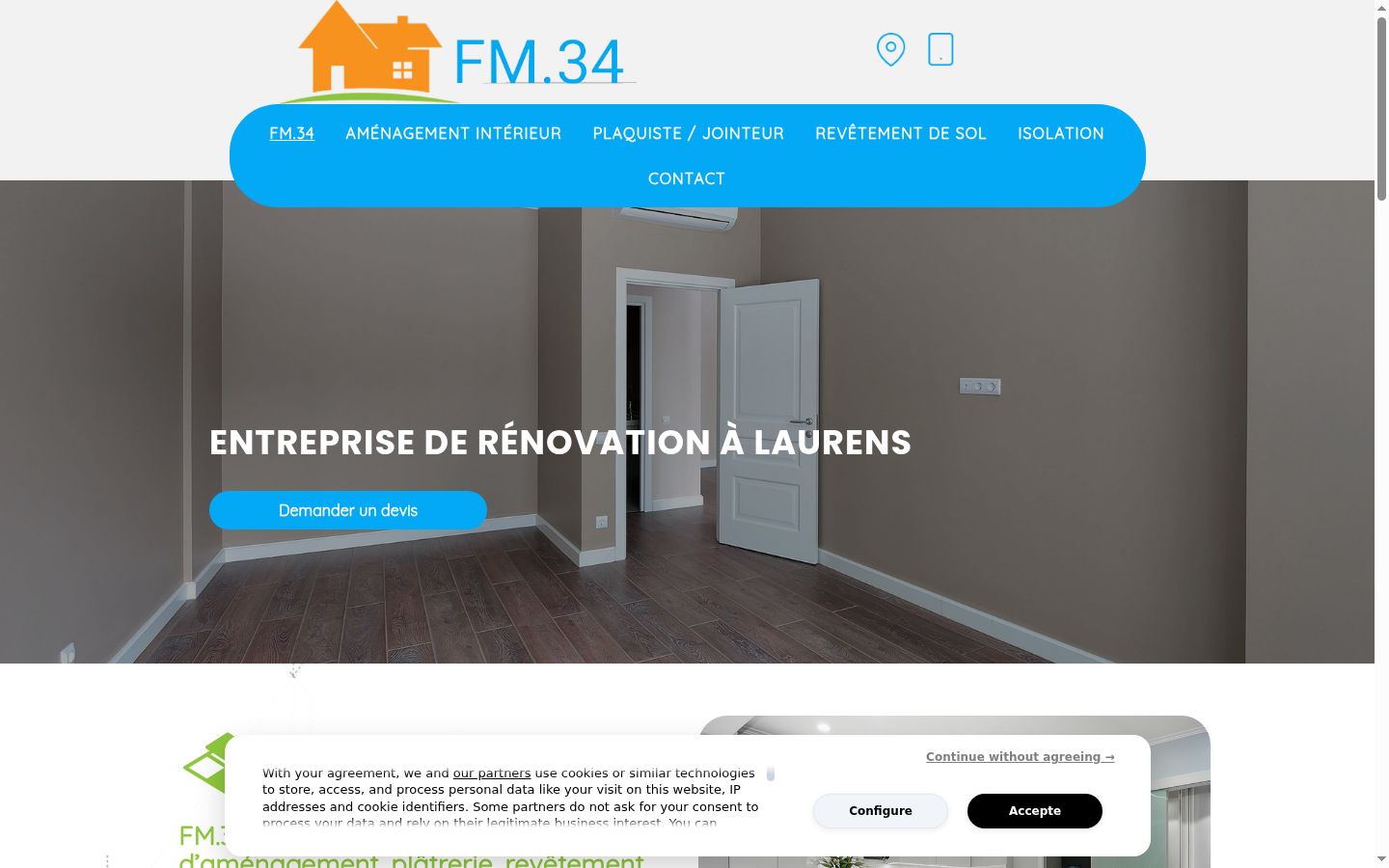 Screenshot of the consent banner shown before any interaction