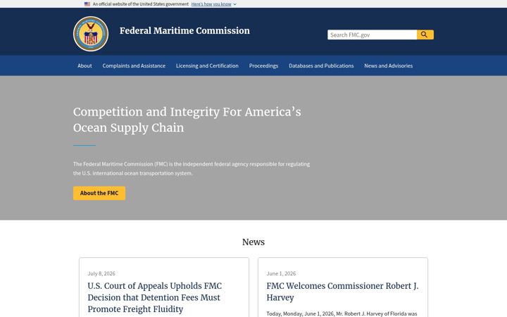 Screenshot of fmc.gov