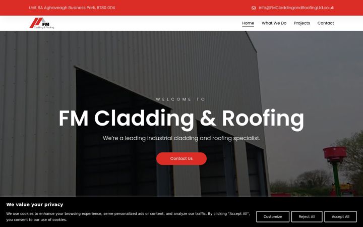 Screenshot of fmcladdingandroofingltd.co.uk