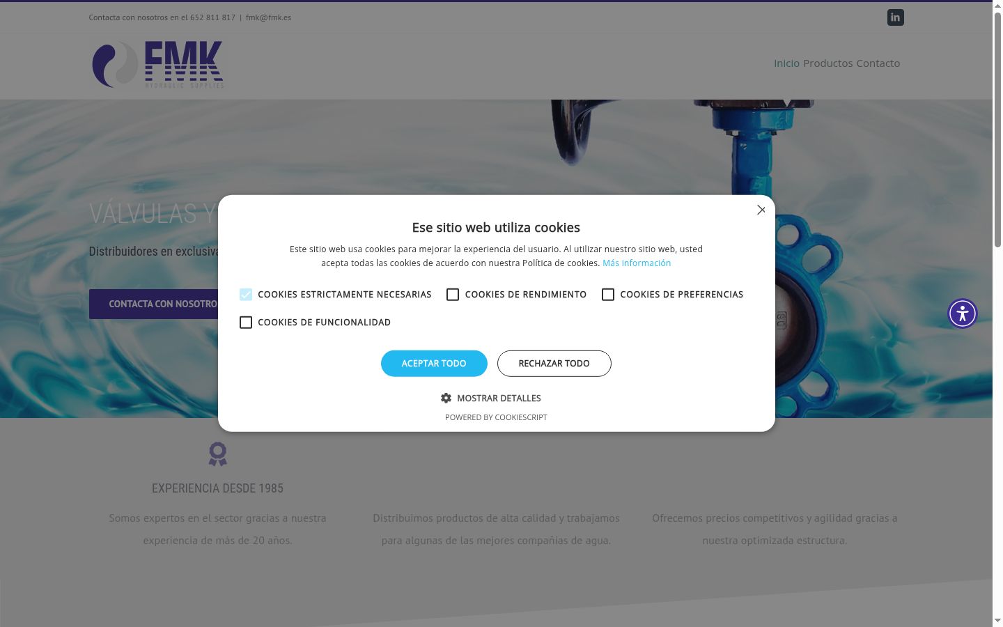 Screenshot tal-banner tal-kunsens muri qabel kwalunkwe interazzjoni