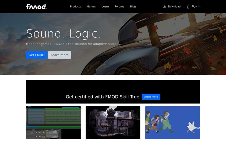 Screenshot of fmod.com