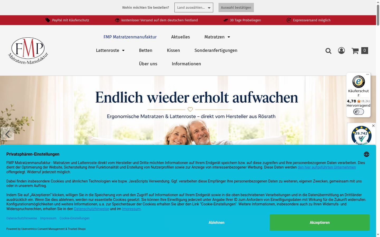 Screenshot del banner di consenso mostrato prima di qualsiasi interazione