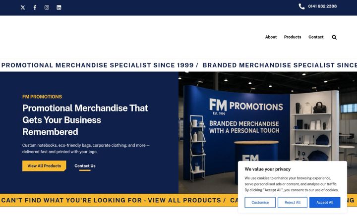 Skærmbillede af fmpromotions.co.uk