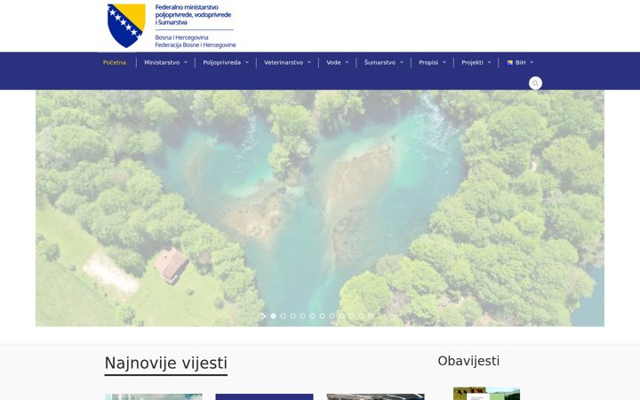 Screenshot of fmpvs.gov.ba