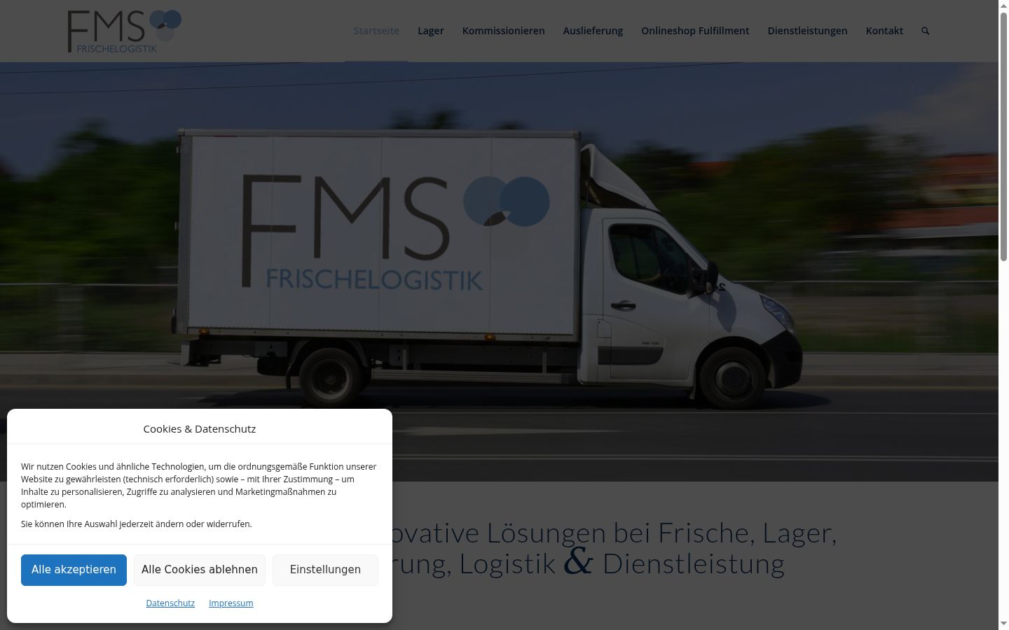 Screenshot des Einwilligungsbanners vor jeglicher Interaktion