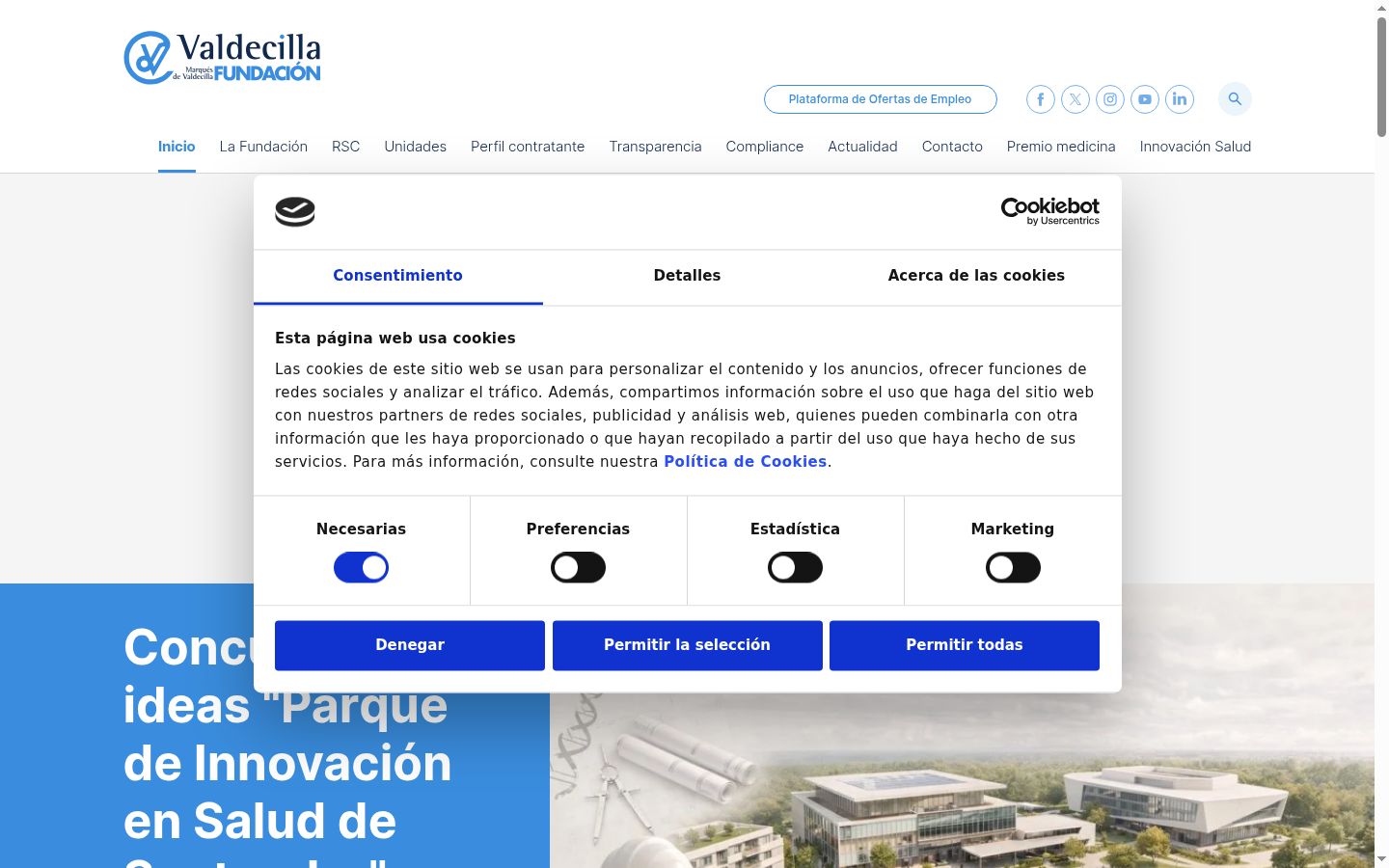 Screenshot tal-banner tal-kunsens muri qabel kwalunkwe interazzjoni