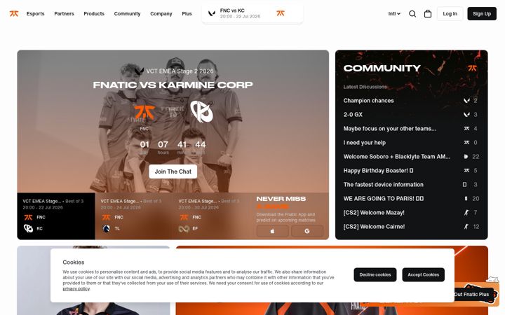 Screenshot of fnatic.com