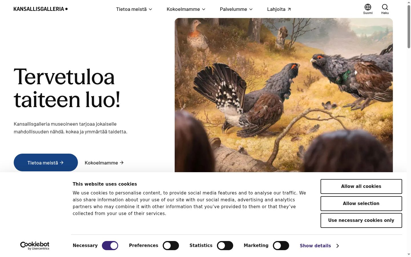 Sutikimo reklamjuostės, rodytos prieš bet kokią sąveiką, ekrano kopija