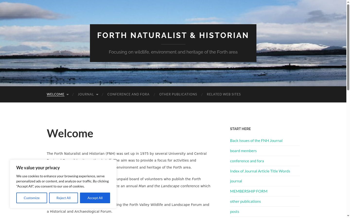 Skärmbild av samtyckesbannern som visades före någon interaktion