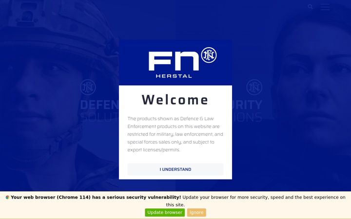 Екранна снимка на fnherstal.com