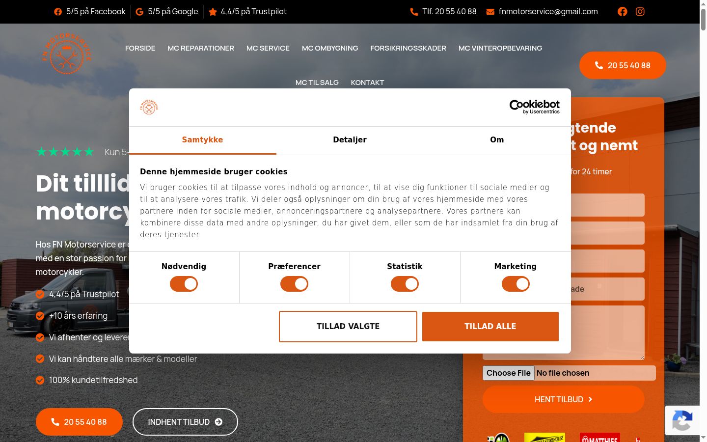 Captura de pantalla del banner de consentimiento mostrado antes de cualquier interacción
