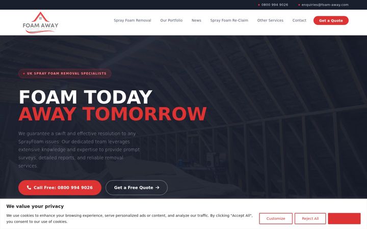 Screenshot of foam-away.com