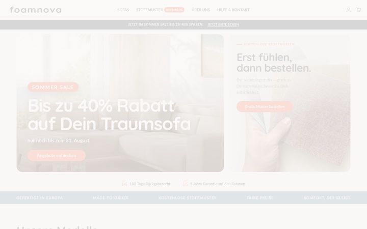 Screenshot of foamnova.com