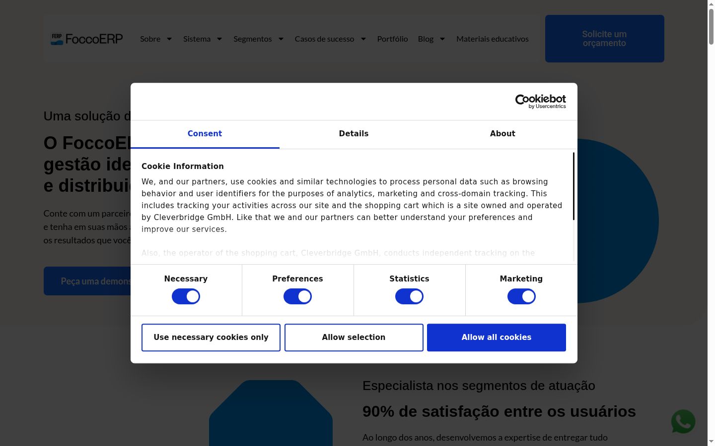 Snimka zaslona bannera za privolu prikazanog prije bilo kakve interakcije