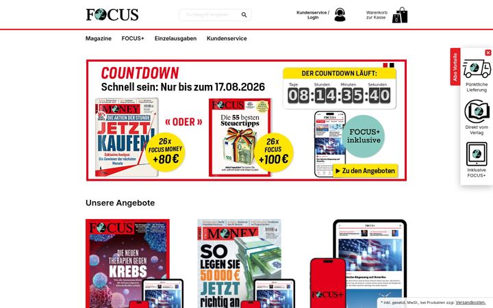 Screenshot of focus-abo.de