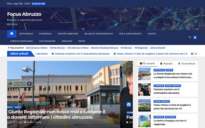 Screenshot of focusabruzzo.eu