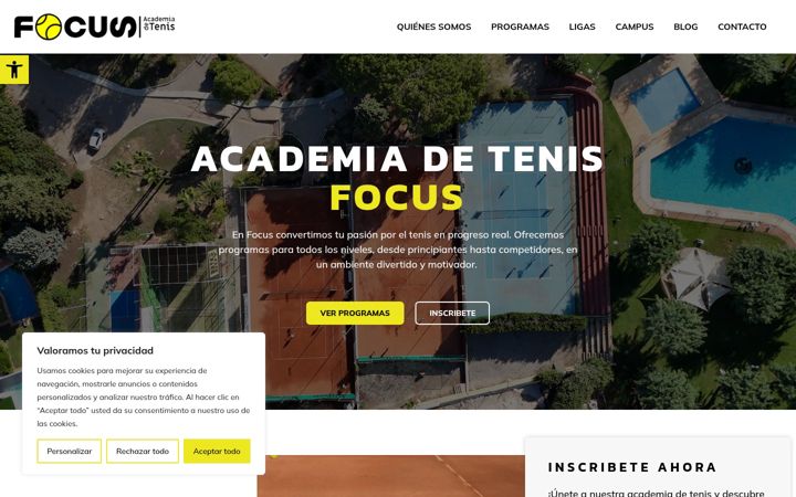 Screenshot of focusacademiatenis.com
