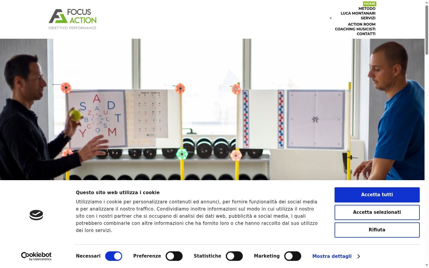 Screenshot del banner di consenso mostrato prima di qualsiasi interazione