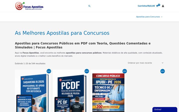 Skärmbild av focusapostilas.com.br