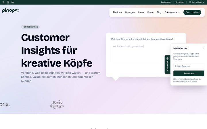 Screenshot of focusgroups.io