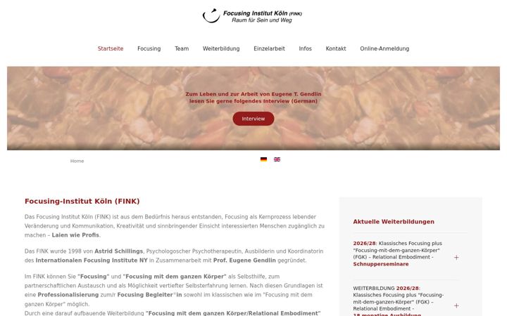 Screenshot of focusing-institut.eu