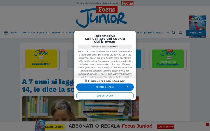Skjámynd af focusjunior.it