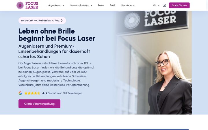 Screenshot of focuslaser.ch