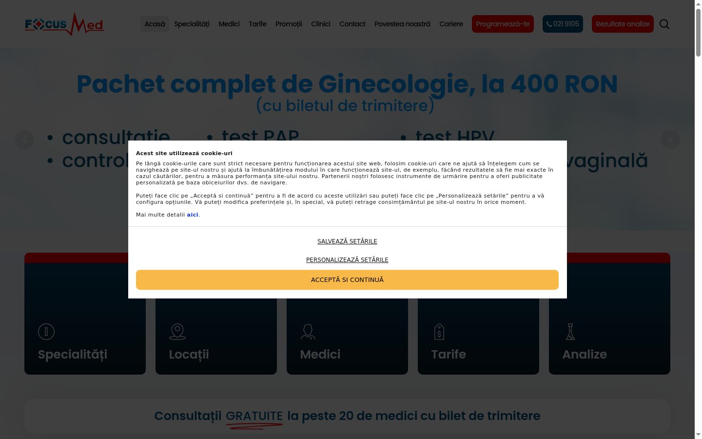 Screenshot del banner di consenso mostrato prima di qualsiasi interazione