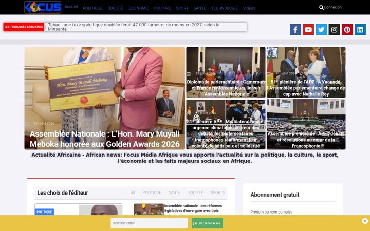 Screenshot of focusmediaafrique.com