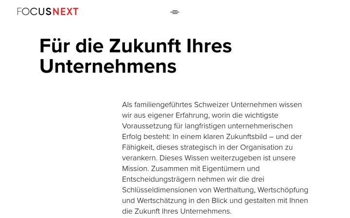 Screenshot of focusnext.ch