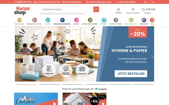 Screenshot of focusshop.ch