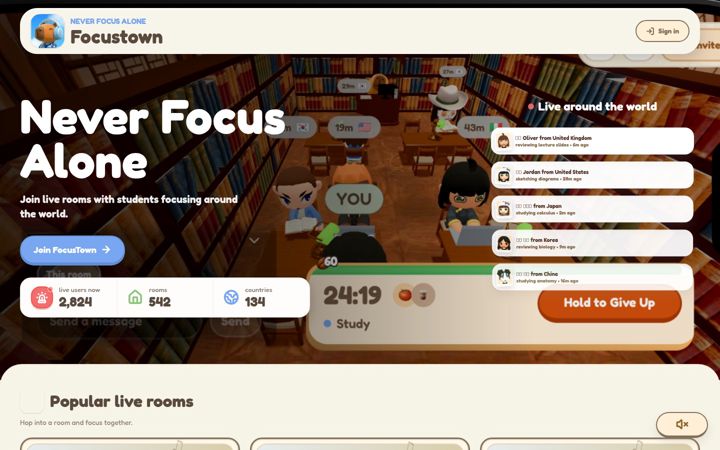 Screenshot of focustown.app