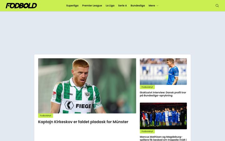 Screenshot of fodbold.dk