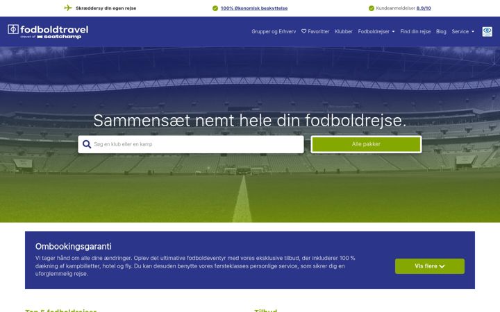 Screenshot of fodboldtravel.dk