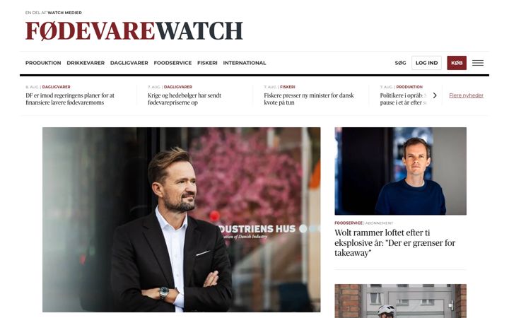 Screenshot of fodevarewatch.dk